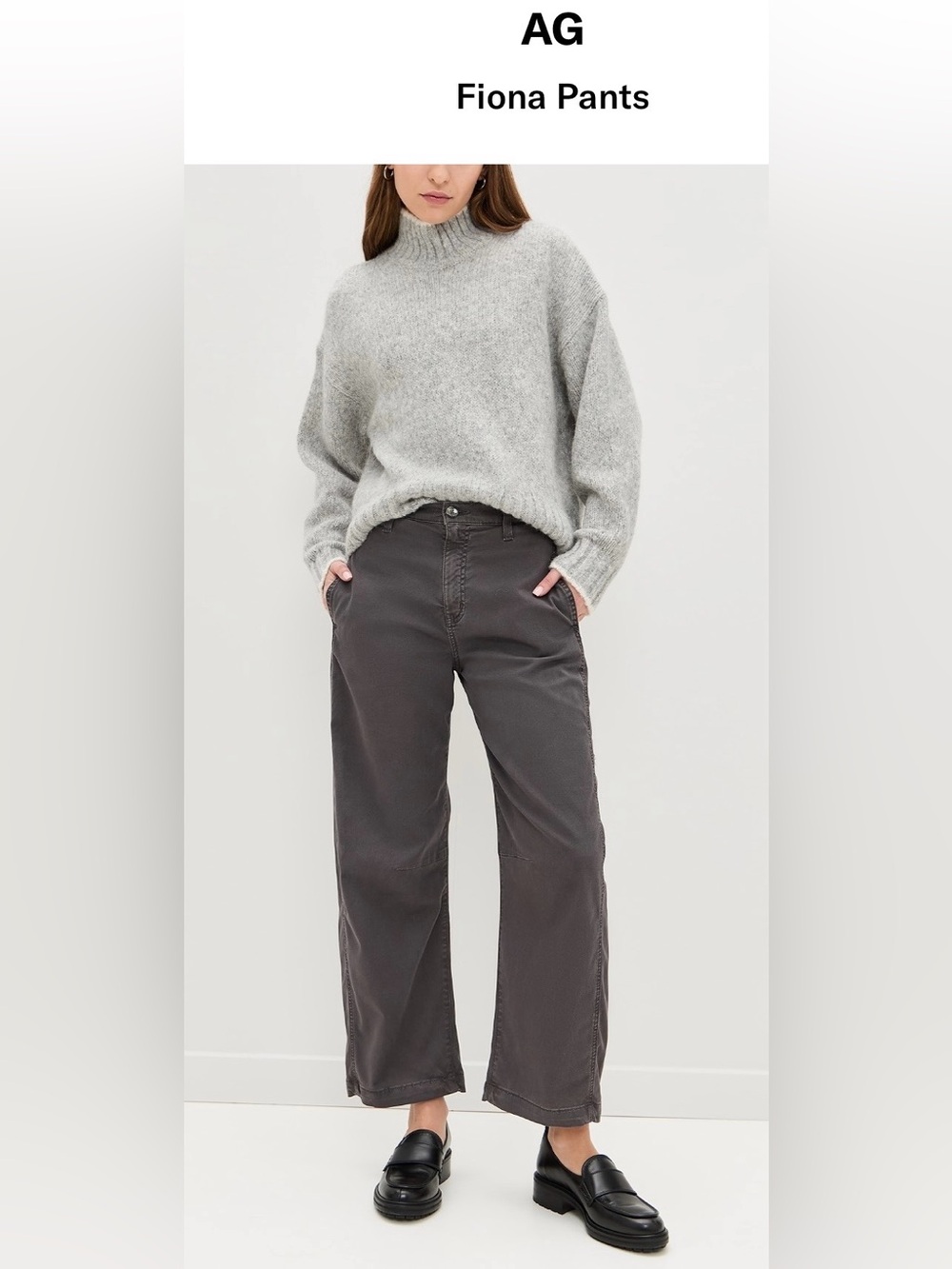 AG Fiona High Rise Barrel Pants Women’s 25 Gray Italian Fabric Stretch